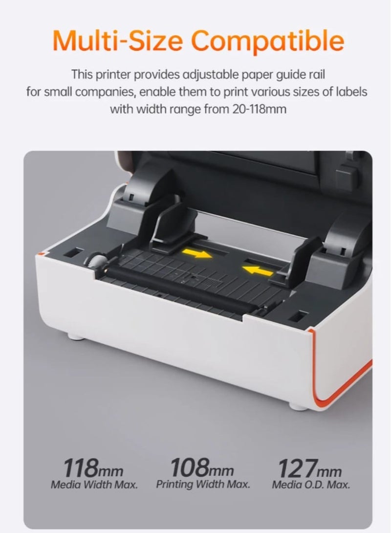 الطابعه الحراريه للفواتير والباركود وبوليصه الشحن بنظام البلوتوث بسرعه 152 مم في الثانيه بطابع حديث وسهله الاستخدام - Image 5