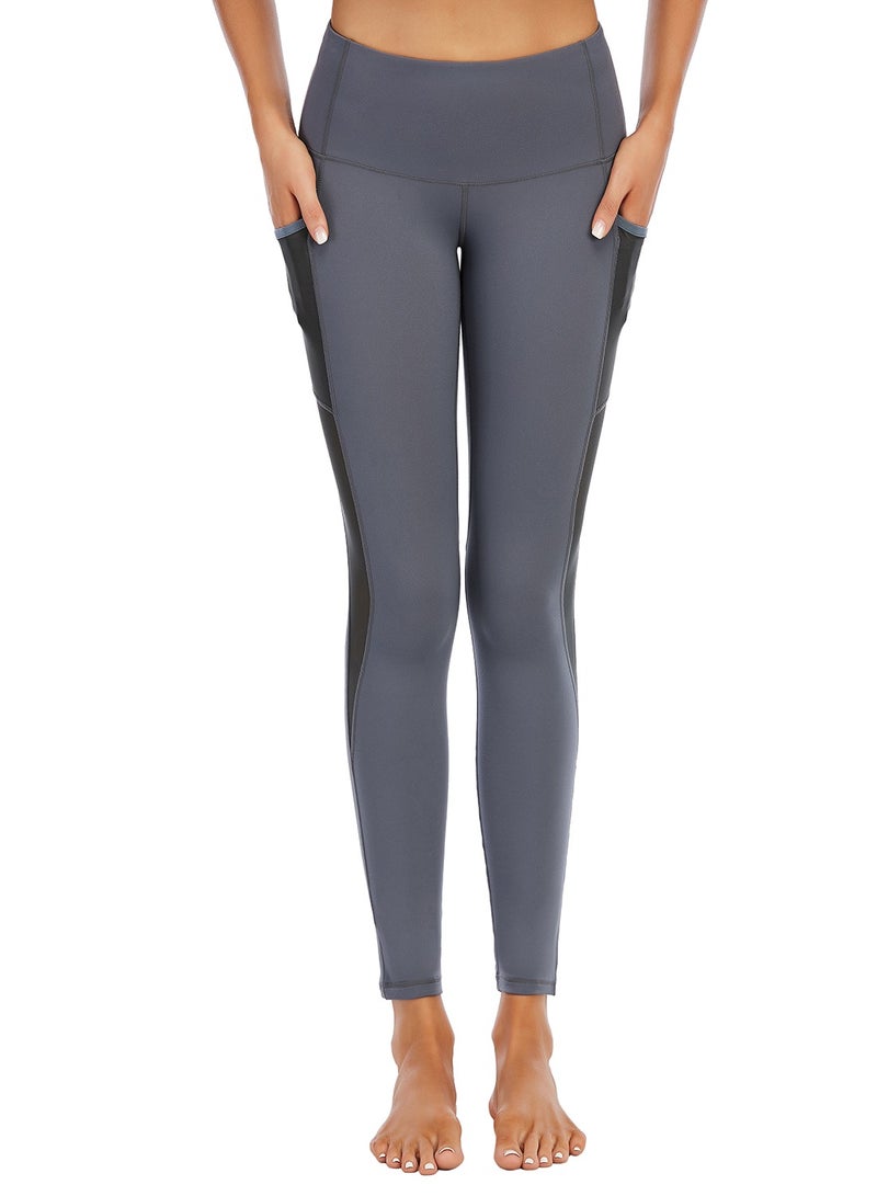 Loquat Grey solid color yoga pants skin-friendly high waist stretch tight waist sports and fitness pants lady  - Image 1
