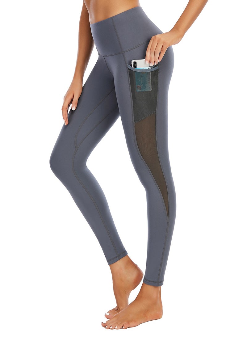 Loquat Grey solid color yoga pants skin-friendly high waist stretch tight waist sports and fitness pants lady  - Image 3