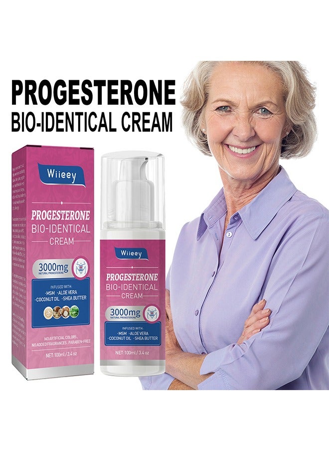 wiieey Progesterone Bio-Identical Cream,Estrogen Cream For Women, Natural Estrogen Cream for Women Menopause, Natural Bioidentical, Hot Flashes Menopause Relief, Menstrual Cycle & Body Balance Support 100ml - Image 1