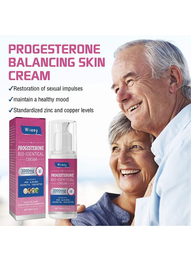 wiieey Progesterone Bio-Identical Cream,Estrogen Cream For Women, Natural Estrogen Cream for Women Menopause, Natural Bioidentical, Hot Flashes Menopause Relief, Menstrual Cycle & Body Balance Support 100ml - Image 2