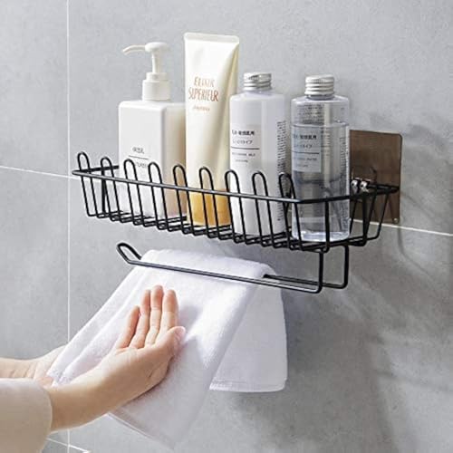 ZURATO Self Adhesive Wall Hanging Shelves for Bathroom and Kitchen Towel and Tissue Rack Stand, Wall Spice Rack Stand Stainless Steel Shower Caddy Bathroom Rack - Image 1