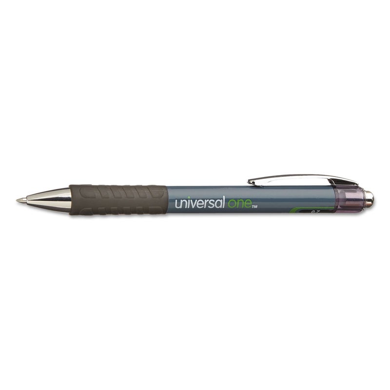 Universal 39720 0.7 mm. Medium Comfort Grip Retractable Gel Pen - Black Ink, Gray/Black/Silver Barrel (1-Dozen) - Image 1