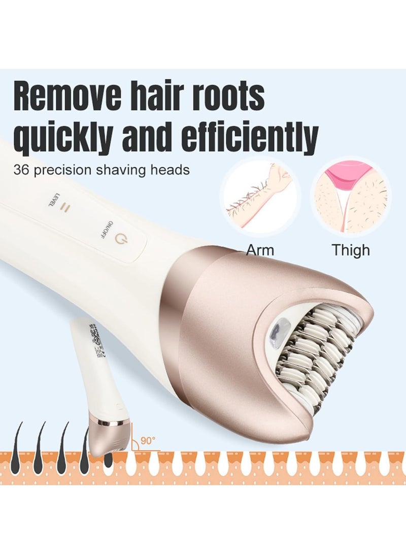 مجموعة إزالة الشعر للنساء 6 في 1 مزيل شعر الجسم بدون ألم وماكينة إزالة الشعر للوجه مزيل شعر كهربائي مقص منطقة البكيني قابل لإعادة الشحن بسرعتين قابلتين للتعديل ماكينة حلاقة كهربائية للنساء - Image 5
