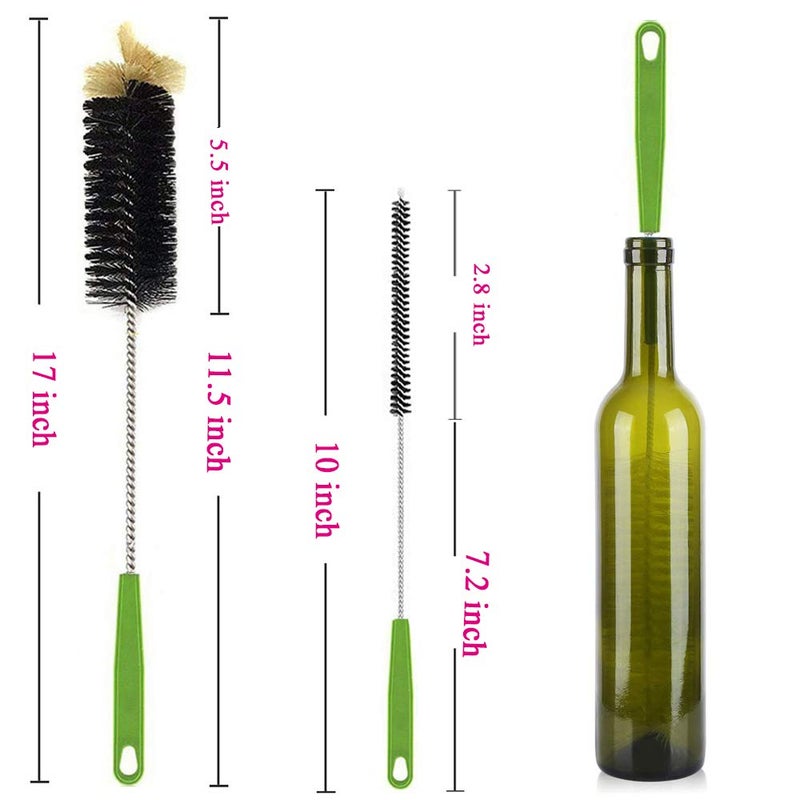 Haomaomao Long Bottle Brush, 17 in Bendable Cleaner Brushes for Cleaning Neck Beer Bottles, Wine, Baby Bottles, Water Bottles, Tumblers, Flask, Bird Feeder, Vase and Brewing Pipes Brush+Bottle Brush/2Pack - Image 5