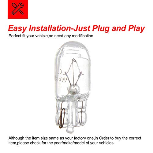 cciyu 20 Pack 194/168/T10 Warm White 12V 5W Side Marker Light Halogen Bulb - Image 5