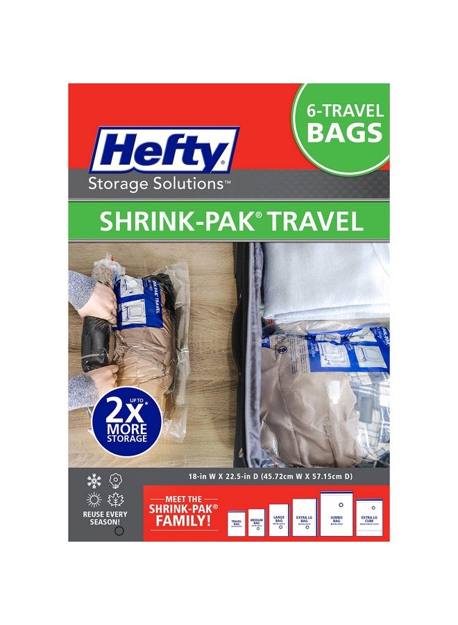 Hefty Shrink-Pak Large Travel Bags - Airtight Storage Bags for Maximum Space Saving, Travel Essentials, Ideal for Packing, Durable, Reliable Compression with Sealed Protection - Image 1