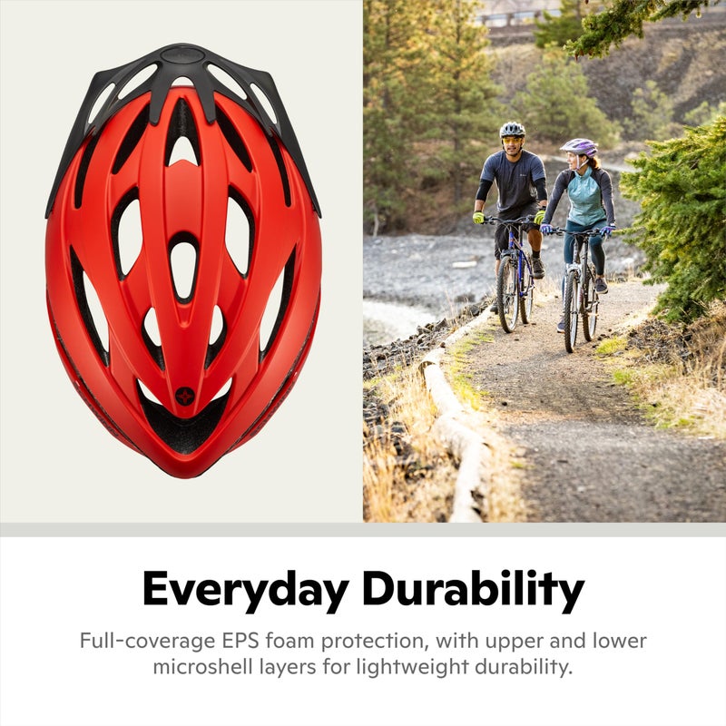 Schwinn Thrasher Helmet for Adults, Red, Size 58-62 cm, for Riders Ages 14+, Lightweight Microshell, Adjustable Dial and Straps, Interior Padding, 20 Air Vents, Removable Visor, Adult Bike Helmet - Image 4