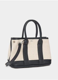 Styli Contrast Trim Textured Handbag  - Image 1