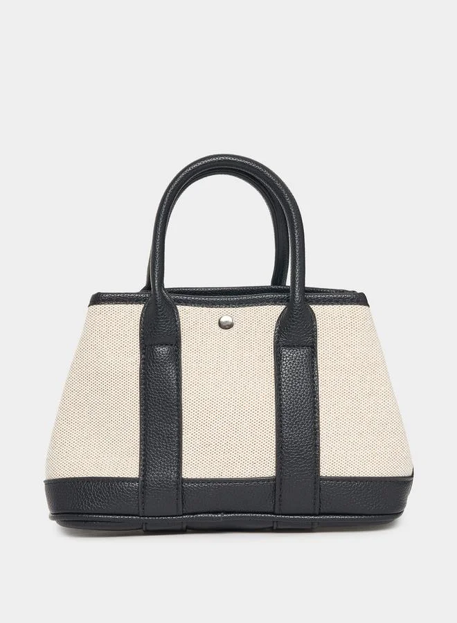 Styli Contrast Trim Textured Handbag