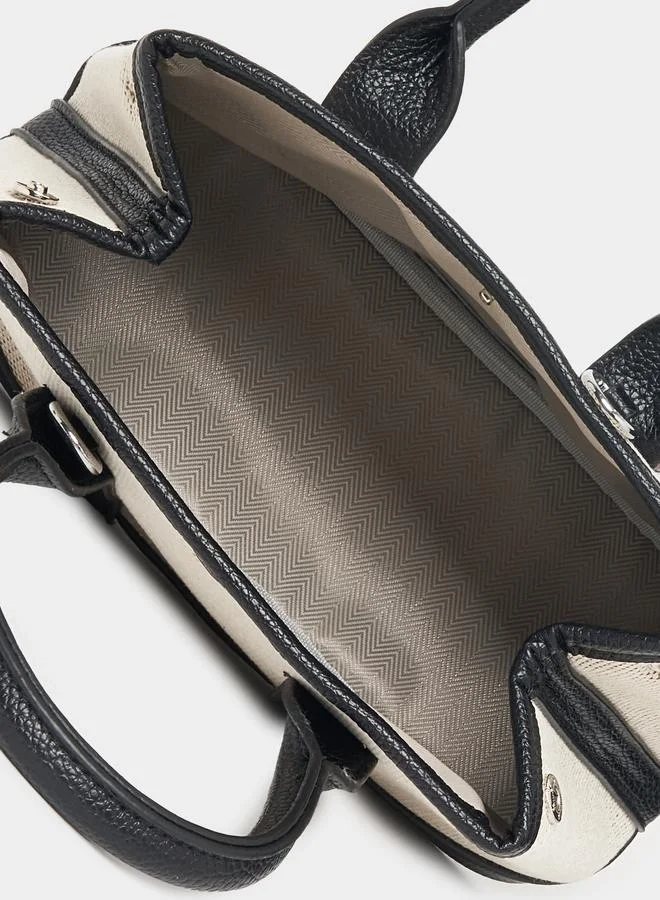 Styli Contrast Trim Textured Handbag