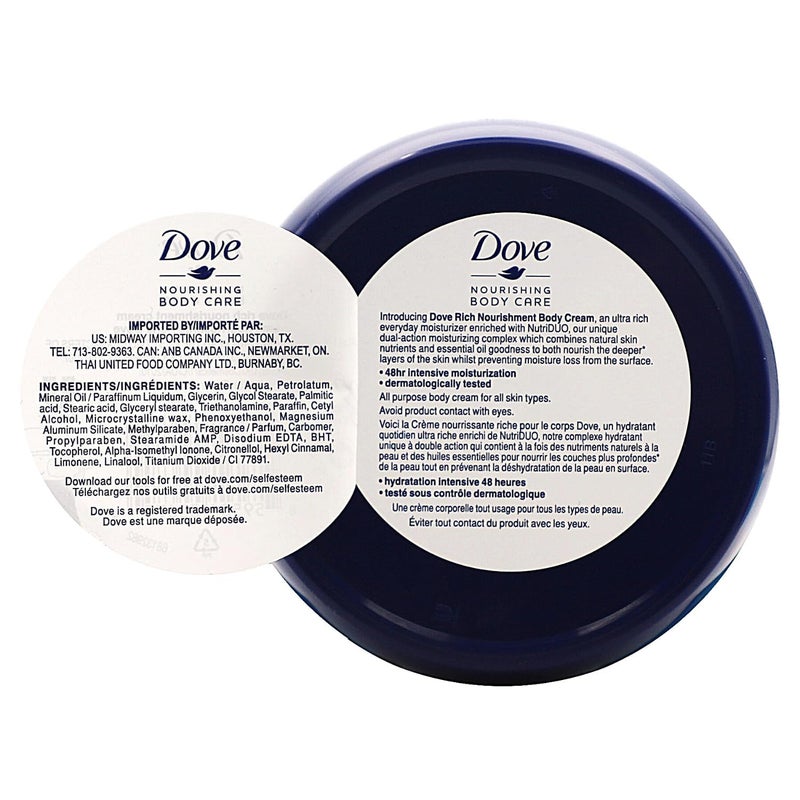Dove Nourishing Body Care, Face, Hand, and Body Rich Nourishment Cream for Extra Dry Skin with 48-Hour Moisturization, 3-Pack, 5.07 Oz Each Jar - Image 2