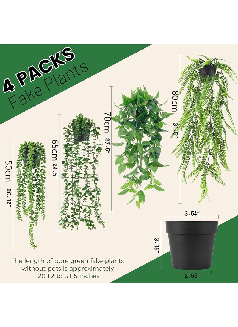 Arabest 4 Sets Artificial Plants, Hanging Artificial Plants, Artificial Trees, Small Artificial Trees, Decorative Trees, Plant, with 9 cm Pot  - Image 2
