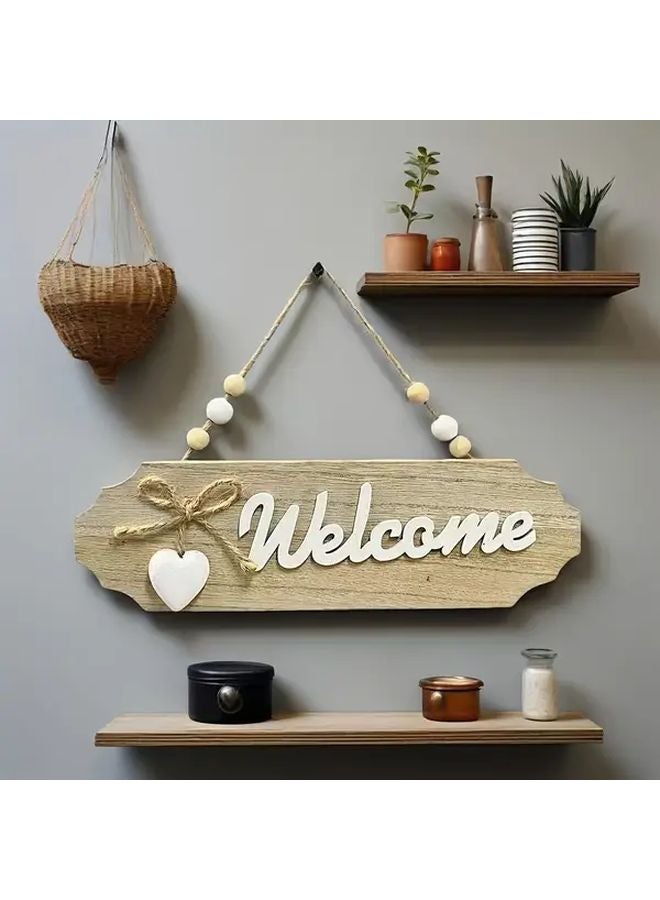 Wooden Welcome Doorplate With Bow And Love For Home Garden Porch Office Decor - Image 4