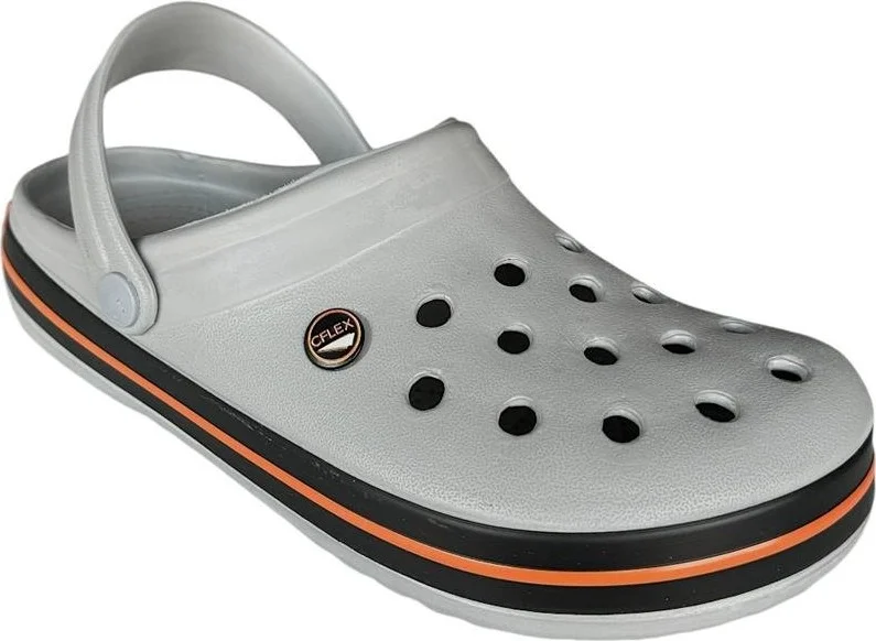 Liger Unisex Confort Medical Nurse Sabo Slippers Gray-Orange