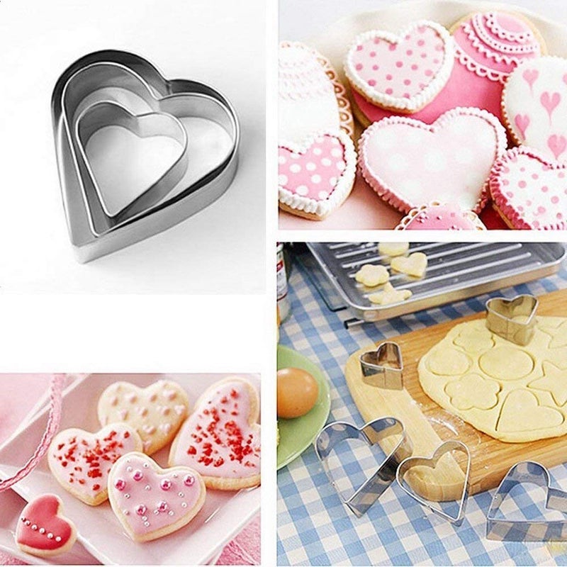 CONNECTWIDE CONNECTWIDE Stainless Steel 3 Stars 3 Flowers 3 Round 3 Hearts Shape Cookie Cutter 12Pieces Silver  - Image 5