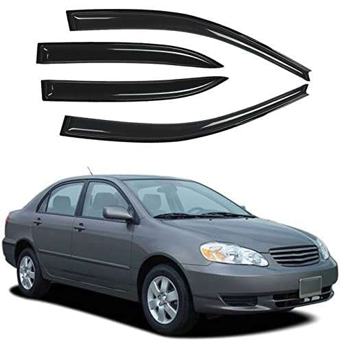 ZZDSNJ TapeOn Window Visors 4Piece for 20032008 Corolla Sun Rain Guard Shield Shade Smoke 94620