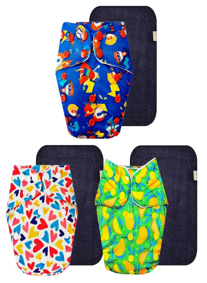 حفاضات قماشية فاخرة من دمبلدو مع حشوة سوداء (عبوة من 3 قطع) | مضادة للحساسية | مانعة للتسرب | أزرار كبس قابلة للتعديل | مصممة من قبل الأمهات | من 3 أشهر إلى 3 سنوات | للجنسين - Image 1