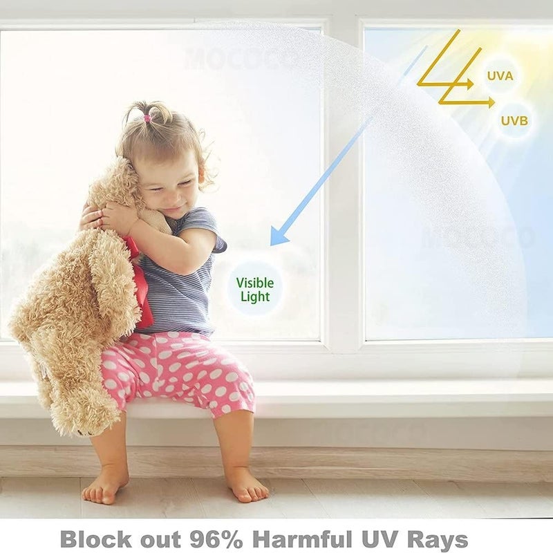 MOCOCO Premium Privacy Window Film Vinyl Frosted Self Adhesive Glass Film Decorative Window Stickers for Home Office Bathroom Kitchen Living Room -Frosted Glitter (18x84 Inch) - Image 4