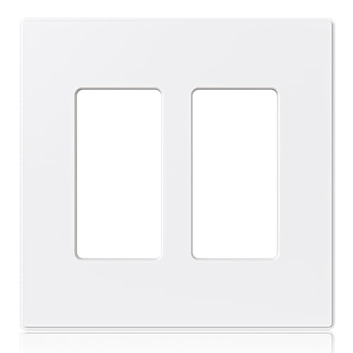 AIDA 2-Gang Decorative Wall Plates, 4.88" H x 4.94" L - Unbreakable Thermoplastic Faceplate Cover for Outlets and Switches, UL Listed - (1 Pack, Matte White) - Image 1