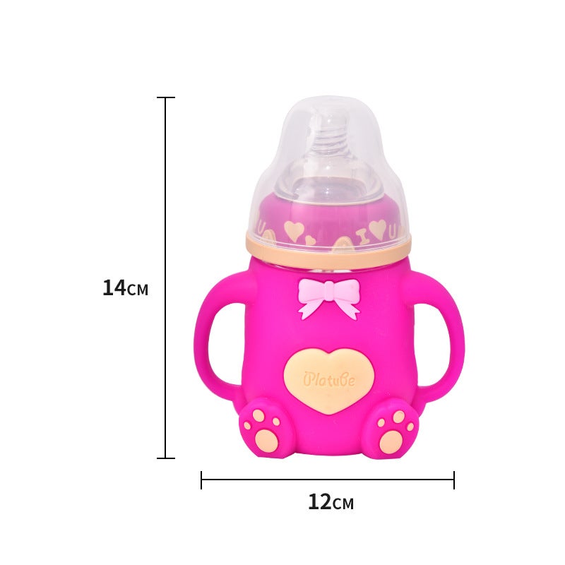 A Generation Of Baby Silicone Glass Bottle Baby Anti-Fall Anti-Flatulence Children'S Glass Bottle Mother And Baby Supplies - Image 1