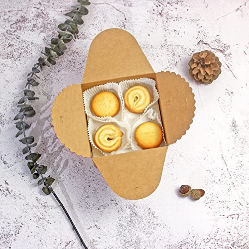 WEWILUCK Brown Box for Presents, 10 Pack Small Empty Kraft Paper Gift Boxes with Ribbon For Packaging Candy, Cookie, Chocolate, Craft, Candle, Small Gifts, 4.75” x 4.75” x 3.53” - Image 5