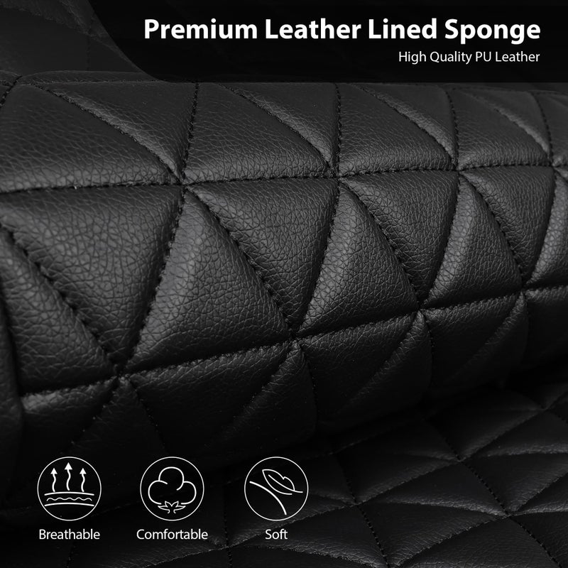 CAR PASS Bling Diamond Black Leather Car Seat Covers for 2 Front Interior Sets, Waterproof Shining Glitter Sparkly Crystal Universal Armrest Fit Automotive Truck SUV Cute Women Girl, Red Rhinestone - Image 5