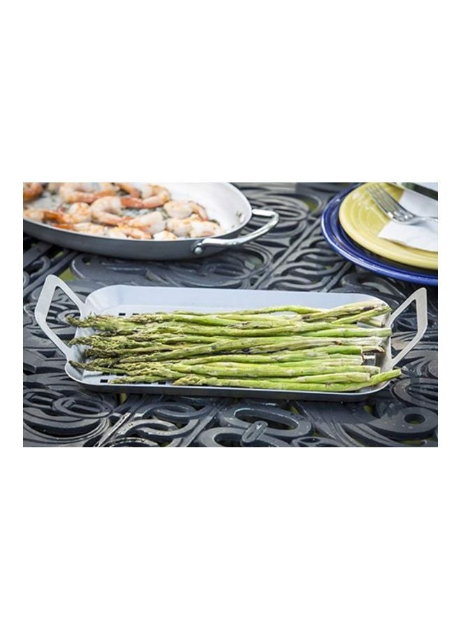 TableCraft BBQ137 Grilling Pan with Handles, Stainless Steel Tray for Outdoor Barbecues, Use on Gas or Charcoal Grills, Even Heat Distribution, 13.5 Inch, Silver - Image 5