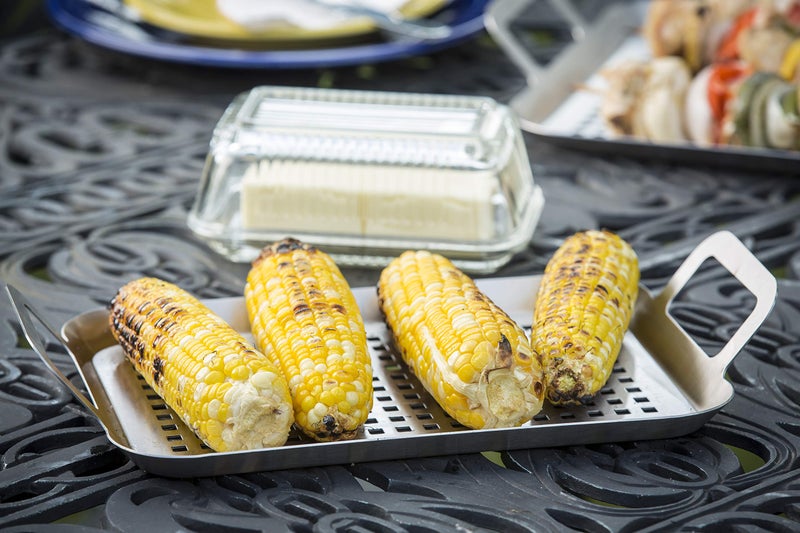 TableCraft BBQ137 Grilling Pan with Handles, Stainless Steel Tray for Outdoor Barbecues, Use on Gas or Charcoal Grills, Even Heat Distribution, 13.5 Inch, Silver - Image 3