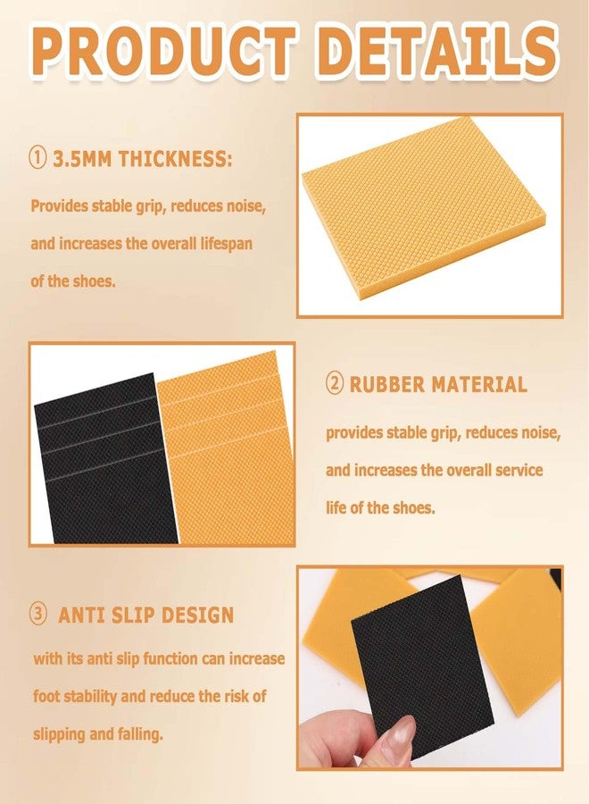 Pretwad High Heel Repair Patches - 4 PcsNon-Slip Rubber Sole Protectors for Women, Square Heel Caps, Rubber Boot Heel Replacement Non Slip Repair Tips Stickers Square Tread Pad for Women(6.2x6.2x0.4cm) - Image 3