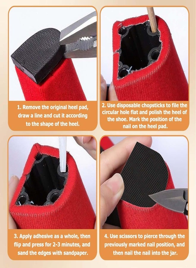 Pretwad High Heel Repair Patches - 4 PcsNon-Slip Rubber Sole Protectors for Women, Square Heel Caps, Rubber Boot Heel Replacement Non Slip Repair Tips Stickers Square Tread Pad for Women(6.2x6.2x0.4cm) - Image 5