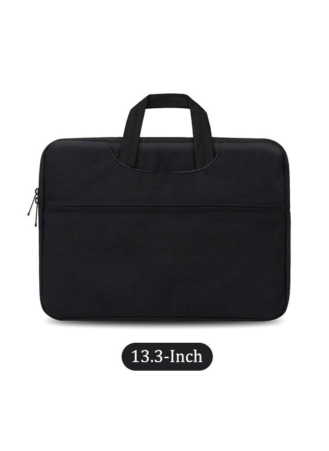 Generic - Canvas Laptop Bag 13.3 Inch, Shockproof Computer Bag With Zipper, Notebook Travel Briefcase With Handle, Waterproof, Scratch-Resistant, Lined, For Lenovo, Hp, Dell, Macbook - Image 1