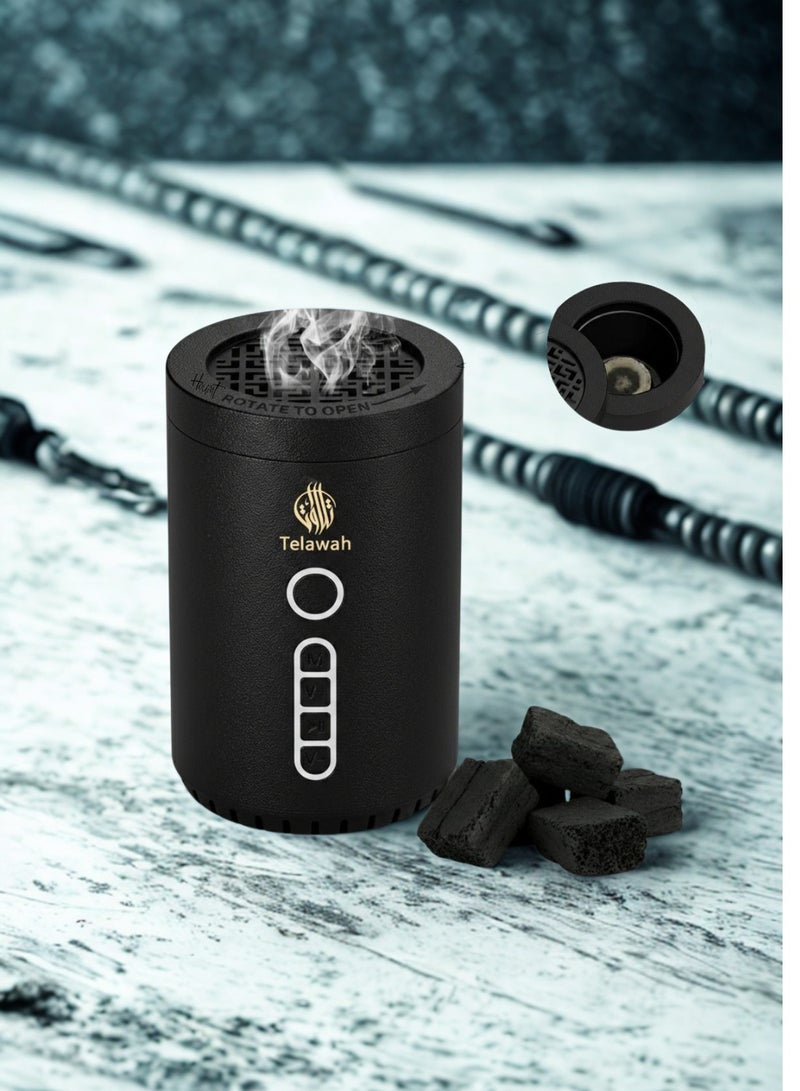 Telawah Quran Speaker Portable Electronic Incense Burner Smart Electric Bakhoor Burner Wireless Bluetooth Speaker Holy Quran Player Oud Bukhoon Diffuser Black - Image 5
