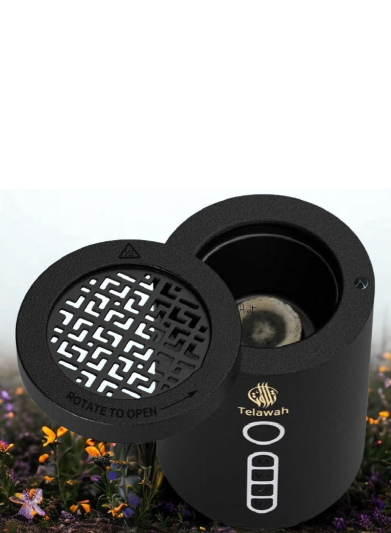 Telawah Quran Speaker Portable Electronic Incense Burner Smart Electric Bakhoor Burner Wireless Bluetooth Speaker Holy Quran Player Oud Bukhoon Diffuser Black - Image 3