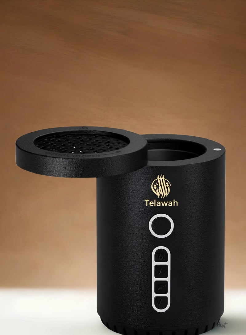 Telawah Quran Speaker Portable Electronic Incense Burner Smart Electric Bakhoor Burner Wireless Bluetooth Speaker Holy Quran Player Oud Bukhoon Diffuser Black - Image 4