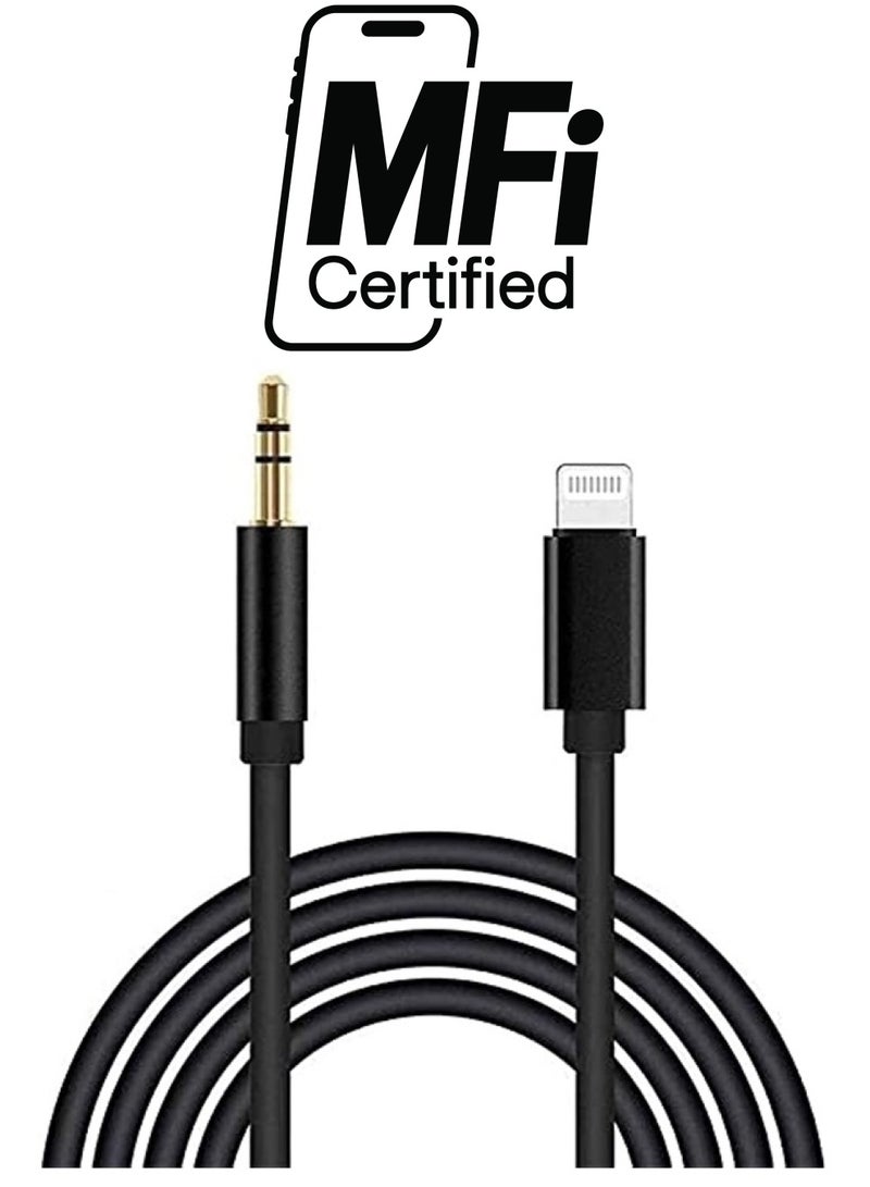 esbeecables Aux Cord for iPhone, Apple MFi Certified Lightning to 3.5mm Aux Cable for Car Compatible with iPhone 14 13 12 11 Pro Max XS XR X 8 7 6 iPad iPod to Car Home Stereo Speaker Headphone, 3.3FT Black - Image 1
