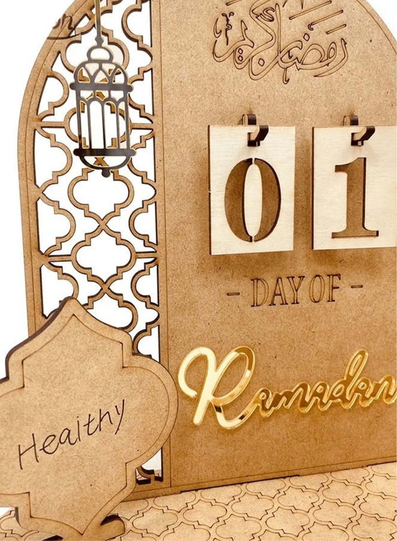 ULHYC Ramadan Advent Calendar Wooden Countdown Calendars Decorations for Home 30 Days - Image 4