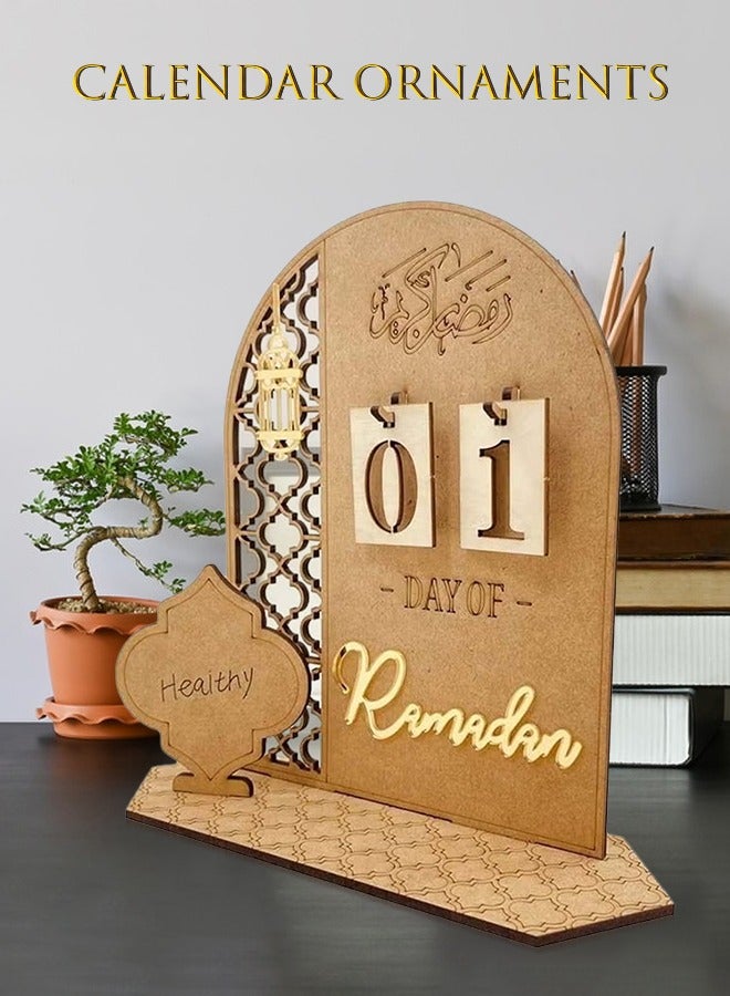 ULHYC Ramadan Advent Calendar Wooden Countdown Calendars Decorations for Home 30 Days - Image 2
