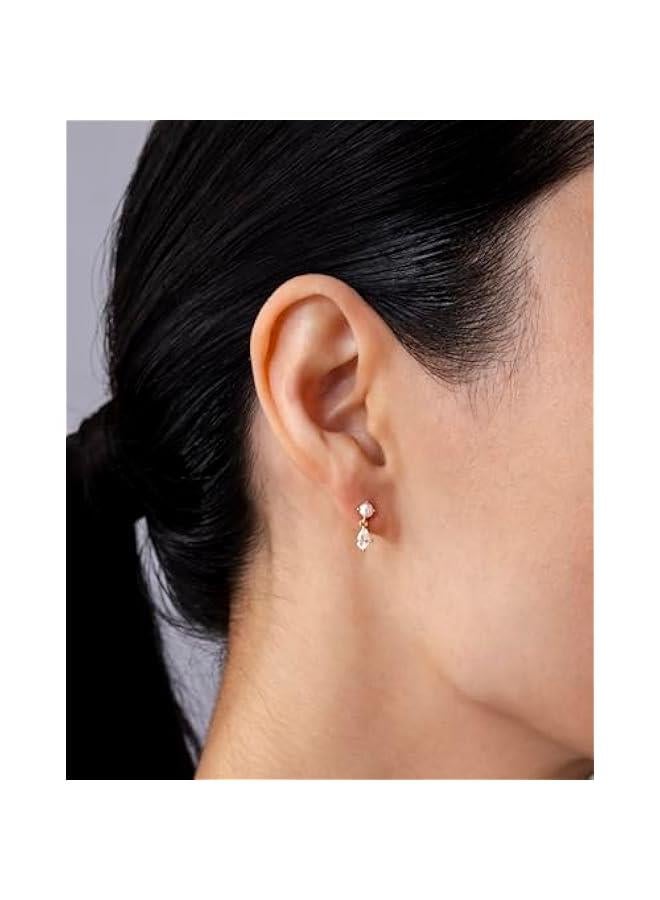 PAVOI 14K Gold Plated Sentimental Dangle Flat Back Earrings for Women | Helix and Cartilage Pearl Cluster Triangle Lotus Pear Marquise Cubic Zirconia Screw Back Earring Pair  - Image 2