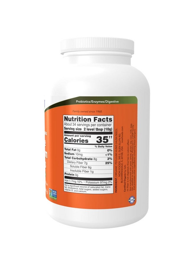 NOW Foods Supplements, Whole Psyllium Husks, Certified Organic, Non-GMO Project Verified, Soluble Fiber, 12-Ounce - Image 2
