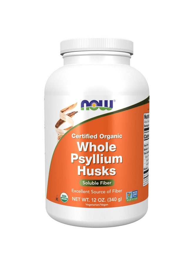 NOW Foods Supplements, Whole Psyllium Husks, Certified Organic, Non-GMO Project Verified, Soluble Fiber, 12-Ounce - Image 1