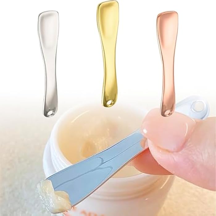 LUTQ Metal Makeup Spatula Tool - Spatula for Skincare, Cosmetic Scoop for Creams, Lotions, Masks - Makeup Spatula in Rose Gold, Silver and Gold Colors - Image 1
