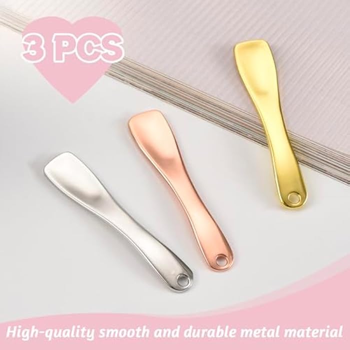 LUTQ Metal Makeup Spatula Tool - Spatula for Skincare, Cosmetic Scoop for Creams, Lotions, Masks - Makeup Spatula in Rose Gold, Silver and Gold Colors - Image 4