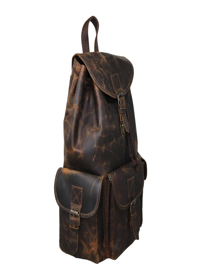 jaald 16" Brown buffalo Leather Backpack Vintage Rucksack Water Resistant Casual Daypack College Bookbag Travel Hiking, Brown, Daypack Backpacks - Image 2