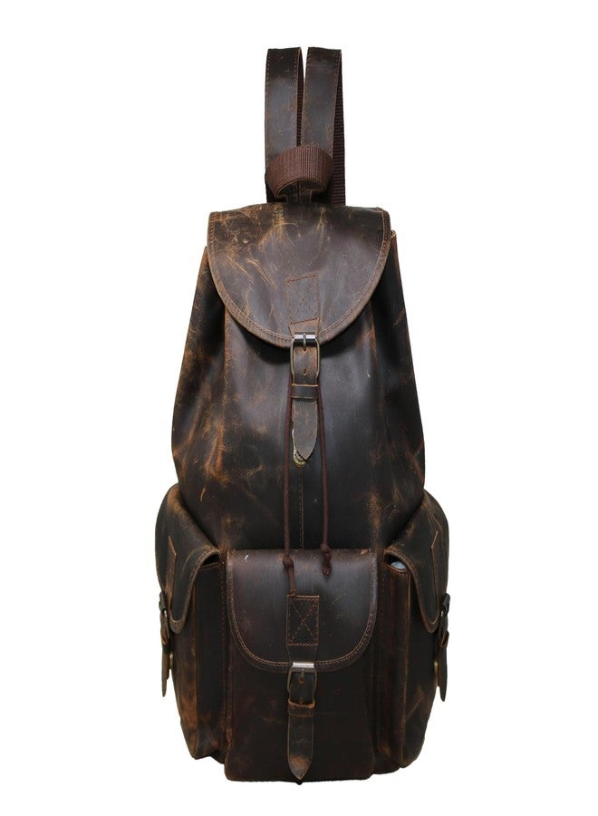 jaald 16" Brown buffalo Leather Backpack Vintage Rucksack Water Resistant Casual Daypack College Bookbag Travel Hiking, Brown, Daypack Backpacks - Image 1