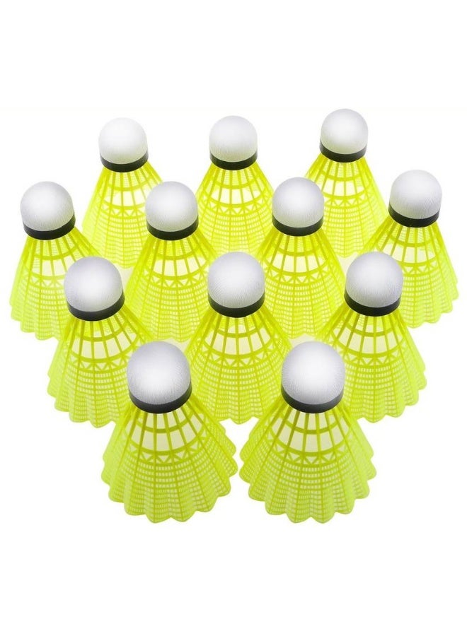 TIMA TIMA 12-Pack Nylon Shuttlecocks Indoor Outdoor Sports Nylon Shuttle - Yellow  (Medium, 77, Pack of 12) - Image 1