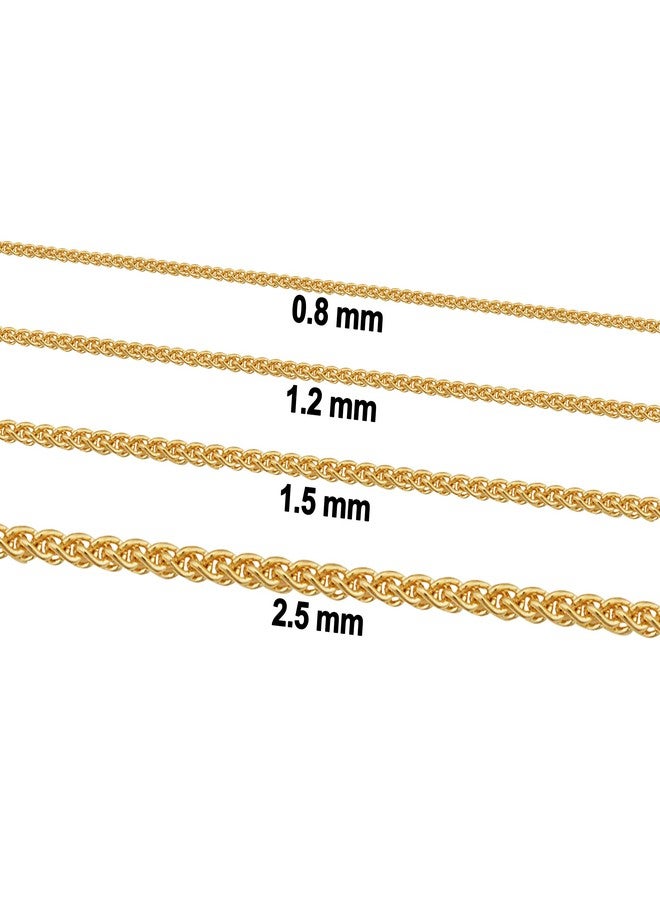 كول جوليري قلادة من الذهب الأصفر عيار 14 قيراطًا من Kooljewelry، بتصميم سلسلة قمح مستديرة (1.5 مم، 36 بوصة) - Image 2