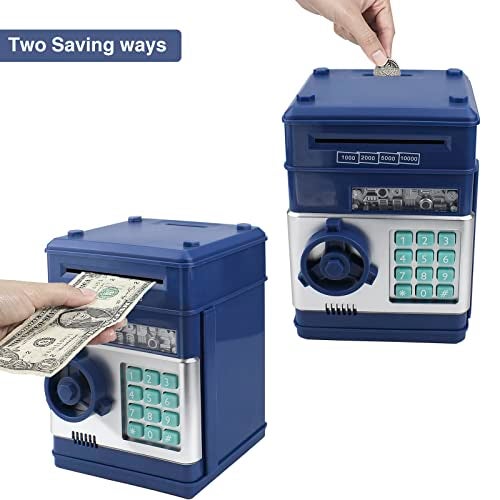 Totola Piggy Bank Electronic Mini ATM for Kids Baby Toy Safe Coin Banks Money Saving Box Password Code Lock for ChildrenBoys Girls Best GiftNavy Blue - Image 5