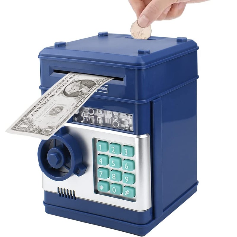 Totola Piggy Bank Electronic Mini ATM for Kids Baby Toy Safe Coin Banks Money Saving Box Password Code Lock for ChildrenBoys Girls Best GiftNavy Blue - Image 3