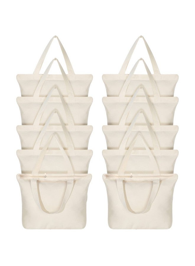 ايباك مجموعة من 10 حقائب تسوق طبيعية من Epakh مزودة بسحاب وحقيبة تسوق قماشية قابلة لإعادة الاستخدام وحقائب تسوق قطنية فارغة بمقابض وحقائب تسوق كبيرة سادة للنساء والرجال ومجموعة حقائب تسوق متعددة الأغراض للرسم والحرف اليدوية، لون بيج - Image 1